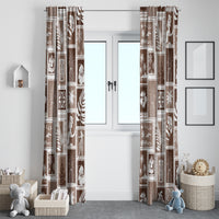 Hawaii Christmas Retro Patchwork Window Curtain Brown LT7 - Polynesian Pride