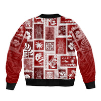 Hawaii Christmas Retro Patchwork Bomber Jacket Red LT7 - Polynesian Pride