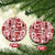 Hawaii Christmas Ceramic Ornament Retro Patchwork - Red LT7 Circle Red - Polynesian Pride