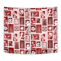 Hawaii Christmas Retro Patchwork Tapestry Red LT7 - Polynesian Pride