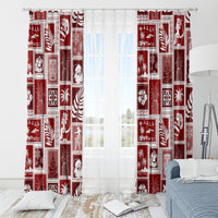 Hawaii Christmas Retro Patchwork Window Curtain Red LT7 - Polynesian Pride