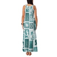 Hawaii Christmas Retro Patchwork Family Matching Tank Maxi Dress and Hawaiian Shirt Teal LT7 - Polynesian Pride