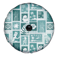 Hawaii Christmas Retro Patchwork Spare Tire Cover Teal LT7 - Polynesian Pride