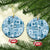 Hawaii Christmas Ceramic Ornament Retro Patchwork - Aquamarine LT7 Circle Aquamarine - Polynesian Pride