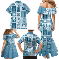 Hawaii Christmas Retro Patchwork Family Matching Mermaid Dress and Hawaiian Shirt Aquamarine LT7 - Polynesian Pride