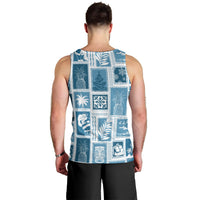 Hawaii Christmas Retro Patchwork Men Tank Top Aquamarine LT7 - Polynesian Pride