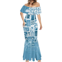 Hawaii Christmas Retro Patchwork Mermaid Dress Aquamarine LT7 - Polynesian Pride