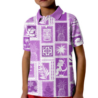 Hawaii Christmas Retro Patchwork Kid Polo Shirt Violet LT7 Kid Violet - Polynesian Pride