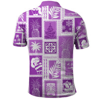 Hawaii Christmas Retro Patchwork Polo Shirt Violet LT7 - Polynesian Pride