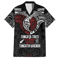 Maori Hongi Toitu Te Tiriti Family Matching Tank Maxi Dress and Hawaiian Shirt Tangata Tiriti Stand With Tangata Whenua LT7 Dad's Shirt - Short Sleeve Black - Polynesian Pride