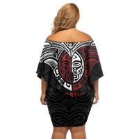 Maori Hongi Toitu Te Tiriti Off Shoulder Short Dress Tangata Tiriti Stand With Tangata Whenua