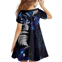 New Zealand Maori Matariki Family Matching Short Sleeve Bodycon Dress and Hawaiian Shirt Tui Bird Galaxy LT7 - Polynesian Pride