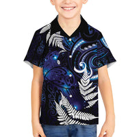 New Zealand Maori Matariki Family Matching Short Sleeve Bodycon Dress and Hawaiian Shirt Tui Bird Galaxy LT7 Son's Shirt Galaxy - Polynesian Pride