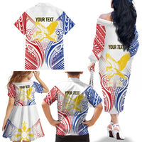 Philippines Tribal Sun Personalized Family Matching Off The Shoulder Long Sleeve Dress and Hawaiian Shirt Hunting Eagle
