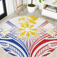 Philippines Tribal Sun Round Carpet Hunting Eagle LT7 White - Polynesian Pride