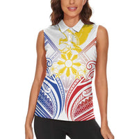 Philippines Tribal Sun Personalized Women Sleeveless Polo Shirt Hunting Eagle LT7 - Polynesian Pride