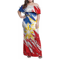 Personalized Filipino Sun and Stars Family Matching Off Shoulder Maxi Dress and Hawaiian Shirt Grunge Vibes