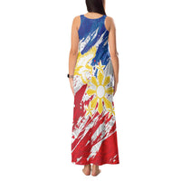 Personalized Filipino Sun and Stars Tank Maxi Dress Grunge Vibes LT7 - Polynesian Pride