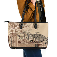 Vaiaso o le Gagana Samoa Leather Tote Bag Siapo Motif Beige LT7 - Polynesian Pride