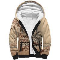 Vaiaso o le Gagana Samoa Sherpa Hoodie Siapo Motif Beige LT7 Unisex Beige - Polynesian Pride