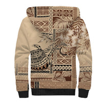Vaiaso o le Gagana Samoa Sherpa Hoodie Siapo Motif Beige LT7 - Polynesian Pride