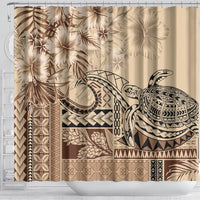 Vaiaso o le Gagana Samoa Shower Curtain Siapo Motif Beige