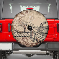 Vaiaso o le Gagana Samoa Spare Tire Cover Siapo Motif Beige