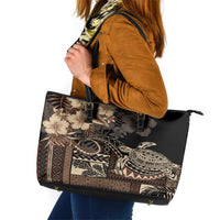 Vaiaso o le Gagana Samoa Leather Tote Bag Siapo Motif Black LT7 Black - Polynesian Pride