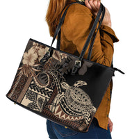 Vaiaso o le Gagana Samoa Leather Tote Bag Siapo Motif Black LT7 - Polynesian Pride