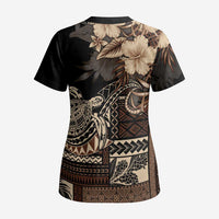 Vaiaso o le Gagana Samoa Scrub Top Siapo Motif Black - Polynesian Pride