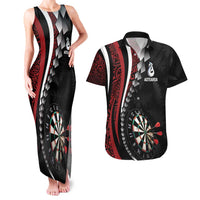 Personalized New Zealand Darts Couples Matching Tank Maxi Dress and Hawaiian Shirt Kowhaiwhai Whero Koiri - Manaia