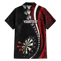 Personalized New Zealand Darts Family Matching Puletasi and Hawaiian Shirt Kowhaiwhai Whero Koiri - Manaia