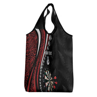 Personalized New Zealand Darts Grocery Bag Kowhaiwhai Whero Koiri - Manaia