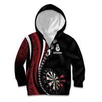 Personalized New Zealand Darts Kid Hoodie Kowhaiwhai Whero Koiri - Manaia
