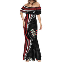 Personalized New Zealand Darts Mermaid Dress Kowhaiwhai Whero Koiri - Manaia