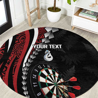 Personalized New Zealand Darts Round Carpet Kowhaiwhai Whero Koiri - Manaia