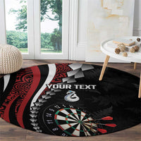 Personalized New Zealand Darts Round Carpet Kowhaiwhai Whero Koiri - Manaia