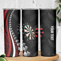 Personalized New Zealand Darts Skinny Tumbler Kowhaiwhai Whero Koiri - Manaia
