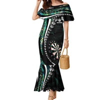 Personalized New Zealand Darts Family Matching Mermaid Dress and Hawaiian Shirt Paua Shell Koiri - Manaia