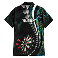 Personalized New Zealand Darts Family Matching Off The Shoulder Long Sleeve Dress and Hawaiian Shirt Paua Shell Koiri - Manaia