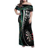 Personalized New Zealand Darts Family Matching Off Shoulder Maxi Dress and Hawaiian Shirt Paua Shell Koiri - Manaia