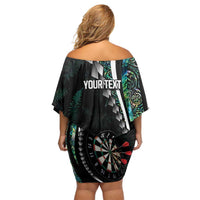 Personalized New Zealand Darts Family Matching Off Shoulder Short Dress and Hawaiian Shirt Paua Shell Koiri - Manaia