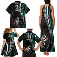 Personalized New Zealand Darts Family Matching Tank Maxi Dress and Hawaiian Shirt Paua Shell Koiri - Manaia