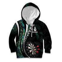 Personalized New Zealand Darts Kid Hoodie Paua Shell Koiri - Manaia
