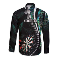 Personalized New Zealand Darts Long Sleeve Button Shirt Paua Shell Koiri - Manaia
