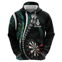 Personalized New Zealand Darts Zip Hoodie Paua Shell Koiri - Manaia