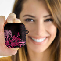Aotearoa Maori AirPods Case Pink Fern Ribbons on Black - Polynesian Pride