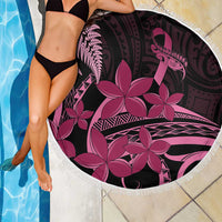 Aotearoa Maori Beach Blanket Pink Fern Ribbons on Black - Polynesian Pride