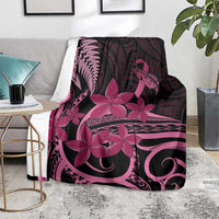 Aotearoa Maori Blanket Pink Fern Ribbons on Black LT7 - Polynesian Pride