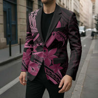 Aotearoa Maori Blazer Pink Fern Ribbons on Black LT7 - Polynesian Pride
